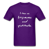 I Run on Forgiveness and Gratitude T-Shirt - purple