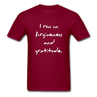 I Run on Forgiveness and Gratitude T-Shirt - burgundy