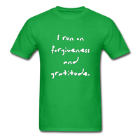 I Run on Forgiveness and Gratitude T-Shirt - bright green