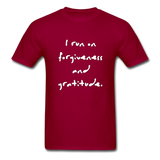 I Run on Forgiveness and Gratitude T-Shirt - dark red